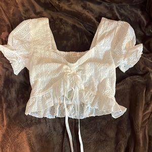 white adjustable crop top